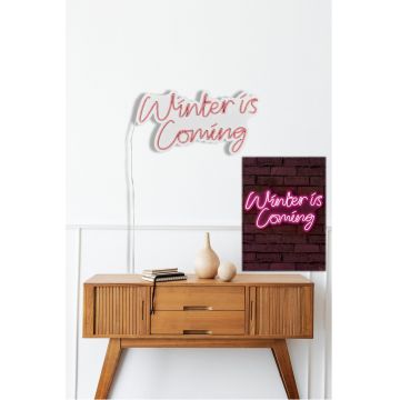 Lampă neon Winter is Coming, Diverse culori, 52x28x2 cm - Roz