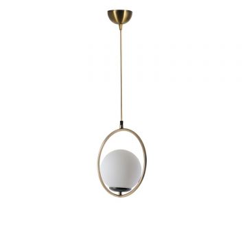 Lustră 8491-1, Alb - Copper, Ø30x70 cm - Alb - Cupru