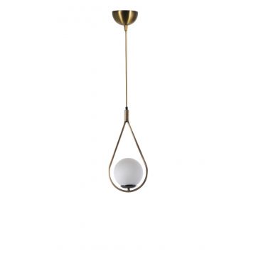 Lustră 8494-1, Alb - Copper, Ø20x70 cm - Alb - Cupru