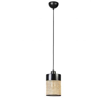 Lustră 8705-1, Rattan - Negru, Ø14x70 cm - Negru