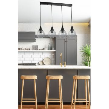 Lustră 8811-6, Negru - Fumuriu, Ø15x70 cm - Negru - Gri