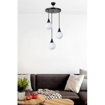 Lustră 8812-3, Negru - Alb, Ø30x70 cm - Negru - Alb