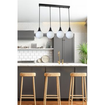 Lustră 8812-6, Negru - Alb, Ø15x70 cm - Negru - Alb
