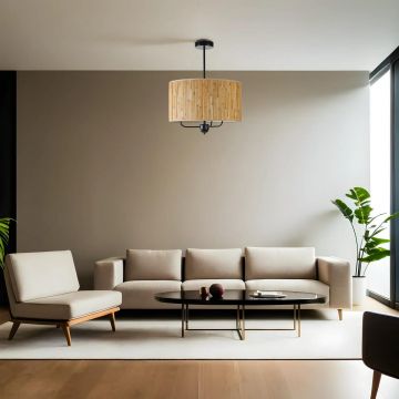 Lustră 8858-2, Lemn - Negru, Ø45x70 cm - Natural - Negru