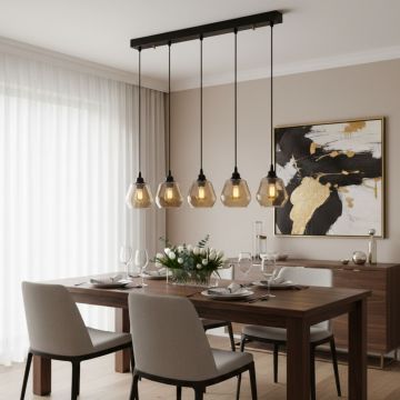 Lustră Gold - 033, Auriu - Negru, Ø15x110 cm - Auriu - Negru