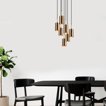 Lustră Kem - 6391, Auriu - Negru, Ø43x120 cm - Auriu - Negru