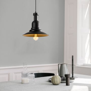 Lustră Sağlam - 3713, Negru - Auriu, Ø33x126 cm - Negru - Auriu