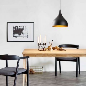 Lustră Sağlam - 3760, Negru - Auriu, Ø26x126 cm - Negru - Auriu
