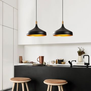 Lustră Sağlam - 3777, Negru - Auriu, Ø36x132 cm - Negru - Auriu