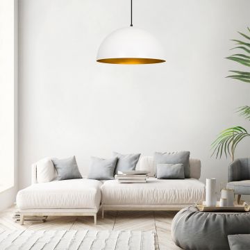 Lustră Sivani - MR - 719, Alb - Auriu, Ø50x121 cm - Alb - Auriu