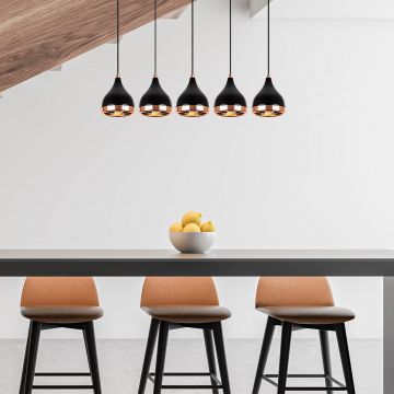 Lustră Yıldo - 7010, Negru - Copper, Ø15x135 cm - Negru - Cupru