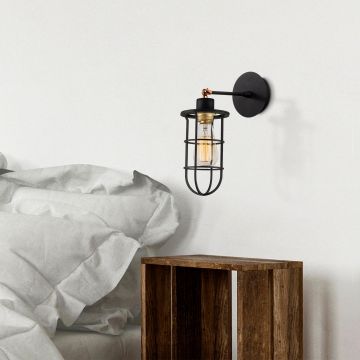 Aplică de perete Kimil - N-1080, Negru - Auriu, Ø12x30 cm - Negru - Auriu