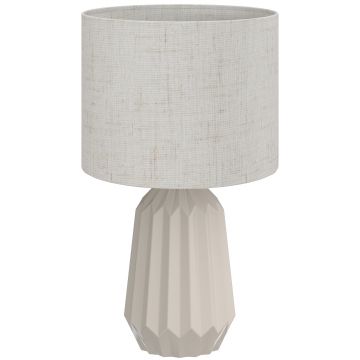 HOMCOM Lampă de masă, veioză, lampă de noptieră cu abajur din in, comutator basculant, lampă de birou, 22 x 22 x 39 cm, Bej | Aosom Romania