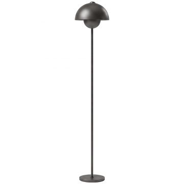 HOMCOM Lampă de podea, abajur rotund, comutator de picior, cablu lung, aspect elegant, metal, gri | Aosom Romania