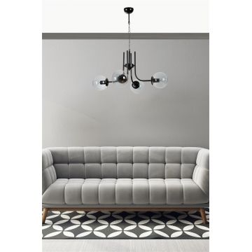 Lustră 8781-4, Negru - Fumuriu, Ø65x70 cm - Negru - Gri