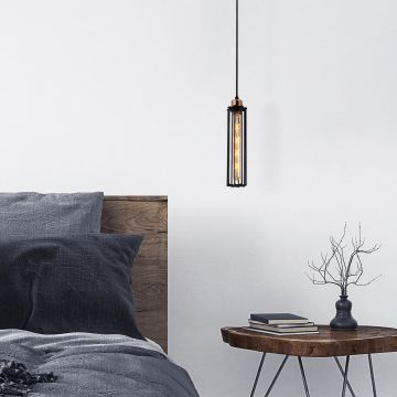 Lustră Likya - N-1004, Negru - Bronze, Ø49x124 cm - Negru - Bronz