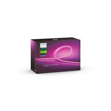 Banda LED RGBW pentru exterior Philips Hue, ZigBee, 19W, IP67, lumina alba si colorata, temperatura lumina reglabila calda-rece (2000-6500K), 2m, material silicon
