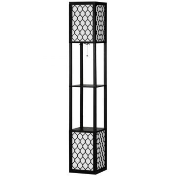 Lampa de podea coloana cu 2 rafturi, pentru camera de zi, studiu si dormitor, 26x26x156cm, alb si negru HOMCOM | Aosom Romania Lampa de podea coloana cu 2 rafturi, pentru camera de zi, studiu si dormitor, 26x26x156cm, alb si negru HOMCOM | Aosom Romania