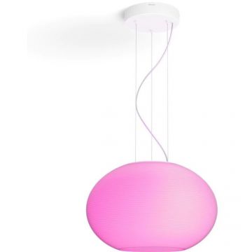 Philips Lustra LED RGB inteligenta Philips Hue Flourish, Bluetooth, 9W (39.5W), 2750 lm, lumina alba si colorata (2000-6500K), 40.1cm, Sticla, Alb