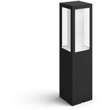 Philips Stalp iluminat exterior LED RGBW integrat Philips Impress HUE, control inteligent cu Hue Bridge, 2x8W, 1200 lm, lumina alba/color, IP44, 40 cm, metal/sticla, Negru