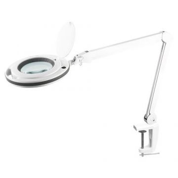 Lampa LED 10W cu lupa, 5 dioptrii, lumina rece(6500 K), prindere de masa, Rebel