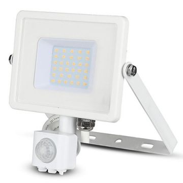 Proiector LED SMD 30W 4000K IP44 CU SENZOR MISCARE - ALB