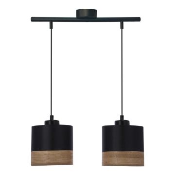 Lustră neagră cu abajur textil ø 15 cm Porto – Candellux Lighting