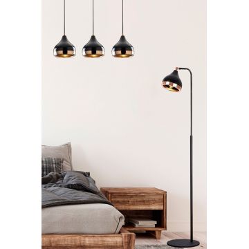 Set lustra si lampadar, Opviq, 892OPV9105, Metal, Negru/Cupru
