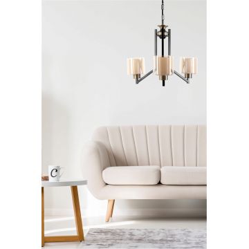 Lustra, Stala, 846STL2921, Metal, Negru/Cupru