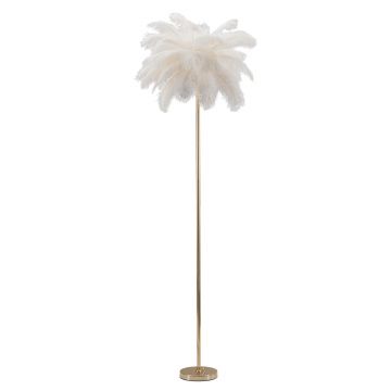 Lampadar Palm White, Mauro Ferretti, Ø55 x 160 cm, 3 x E14, 40W, fier, auriu/alb