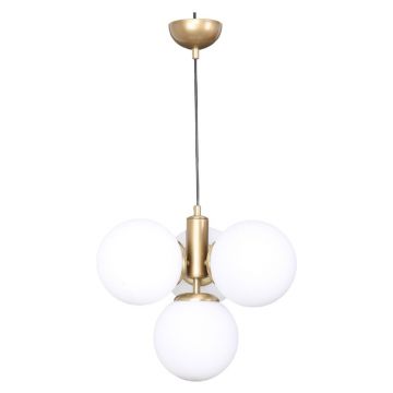 Lustră alb-auriu cu abajur din sticlă ø 15 cm Hector – Squid Lighting