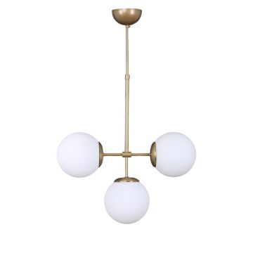Lustră alb-auriu cu abajur din sticlă ø 15 cm Seagull – Squid Lighting
