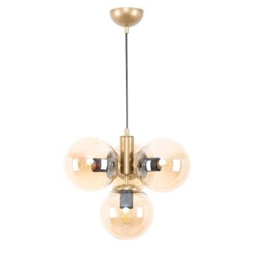 Lustră galben-auriu cu abajur din sticlă ø 15 cm Hector – Squid Lighting