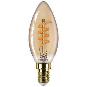 Bec LED vintage Classic B35 intensitate luminosa reglabila E14 2.5W (15W) 136 lumeni lumina calda tip flacara (1800K) Auriu