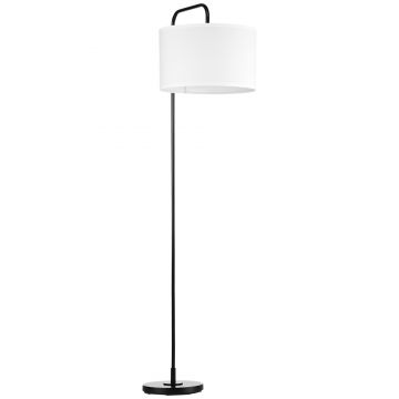 Homcom Lampadar Arcuit, Design Modern cu Abajur din Țesătură și Structură din Oțel, 64x38x163.5 cm, Alba și Neagră, pentru Interior | Aosom Romania