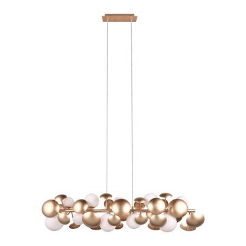 Lustră alb-auriu cu abajur din sticlă Bubble – Trio Select