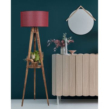 Lampadar cu raft, Luin, 8283-1, E27, 60 W, lemn/textil