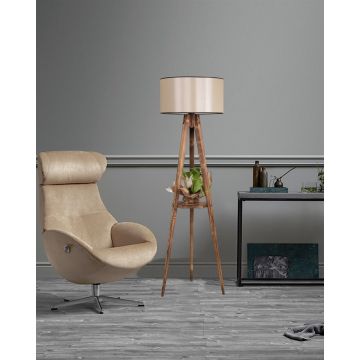 Lampadar cu raft, Luin, 8283-5, E27, 60 W, lemn/textil