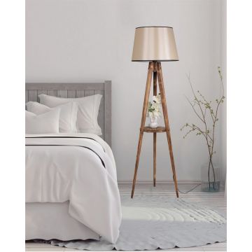 Lampadar cu raft, Luin, 8283-8, E27, 60 W, lemn/textil