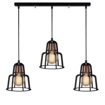 Lustra Endustri MR - 782, Opviq, 100 x 20 x 115 cm, 3 x E27, 100W, negru