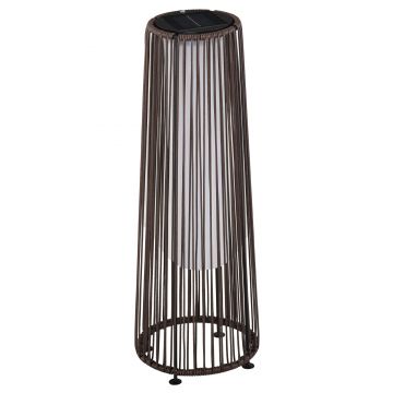 Outsunny Lanternă Solară de Grădină cu Panou de Încărcare, Lampă solară de Exterior din Metal și Ratan, Ø21.5x61 cm, Maro | Aosom Romania