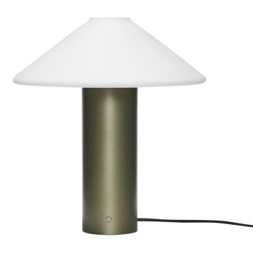 Veioză verde-închis cu abajur din sticlă (înălțime 40 cm) Orbit – Hübsch