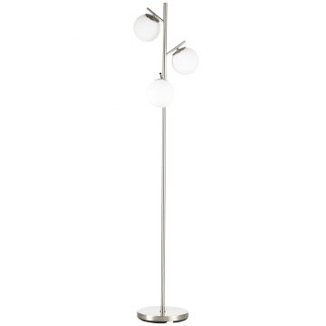 HOMCOM Lampă de Podea Modernă cu 3 Puncte de Iluminat, Lampă de Podea din Metal și Sticlă, Ø27x169 cm, Argintiu | Aosom Romania