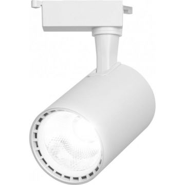 Spot LED Techstar® Tracklights, Pentru Sina RailRacks Monofazata Tip L, 20w, 4000k Lumina Naturala, Iluminat Directionabil, Corp Aluminiu Alb