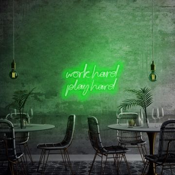 Aplica de Perete Neon Work Hard Play Hard, 55x36 cm