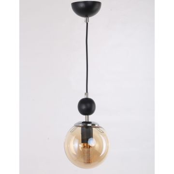 Lustră galben ocru/neagră cu abajur din sticlă ø 15 cm Marble – Squid Lighting