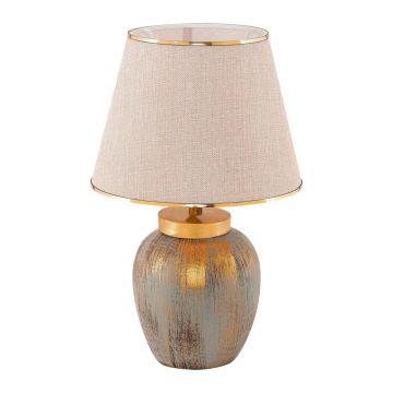Veioză crem/aurie cu abajur textil (înălțime 47 cm) Yakamoz – Opviq lights