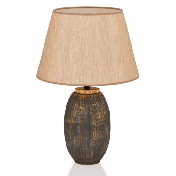 Veioză gri/bej cu abajur textil (înălțime 46 cm) – Opviq lights