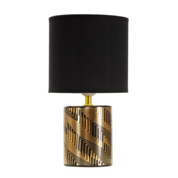 Lampa de masa Glam Dark, Mauro Ferretti,  1 x E27, 40W, Ø 15x28 cm, ceramica, negru/auriu
