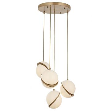 Lustra, Av-1861-4Et, Aurora, 40 x 110 cm, 4 x E27, 80W, alb/aramiu antic